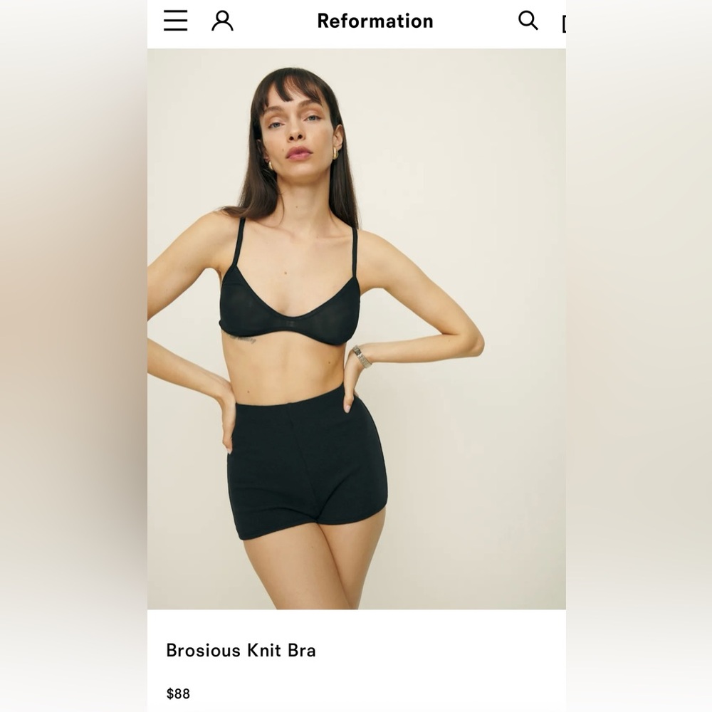 Reformation X Laura Harrier Boisterous Black Knit Bra
